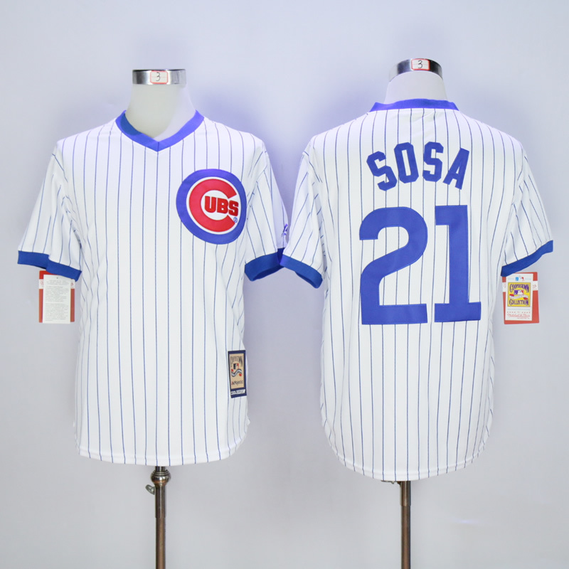 Men Chicago Cubs #21 Sosa White Throwback MLB Jerseys->chicago cubs->MLB Jersey